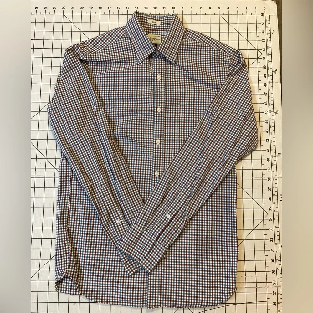 J. Crew Men’s Small Red/Blue Checkered Slim Fit Button‎ Down Shirt
